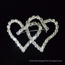 2015 new heart shape crystal brooch pins for bridal dress